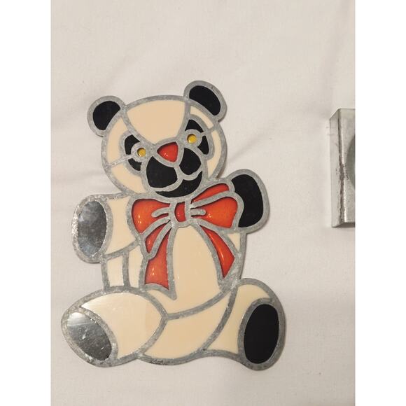 Tiffany Style Stained Glass Glo Candle, Stand & Box XMAS Panda Teddy Bear - Picture 5 of 5